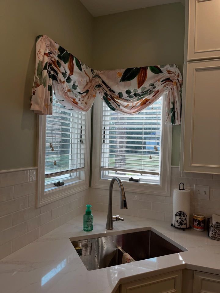 Gold Magnolia fabric used for customer kitchen curtains