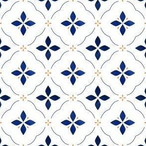 Mediterranean navy mosaic coordinating pattern