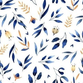 Mediterranean signature floral bouquet pattern